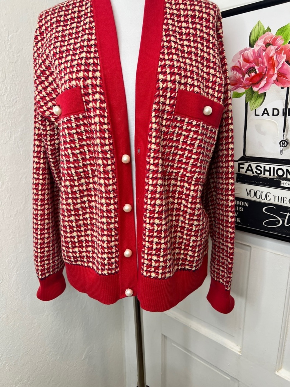 Sandro The Brandy Tweed Cardigan w/Pearl Buttons Size 3/L - Picture 5 of 11
